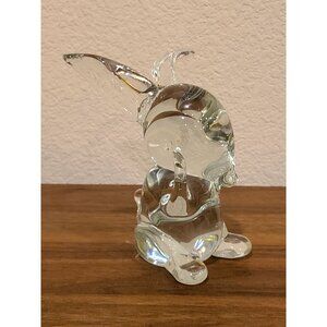 Vintage Clear Hand Blown Art Glass Long Ears Bunny Rabbit Figurine